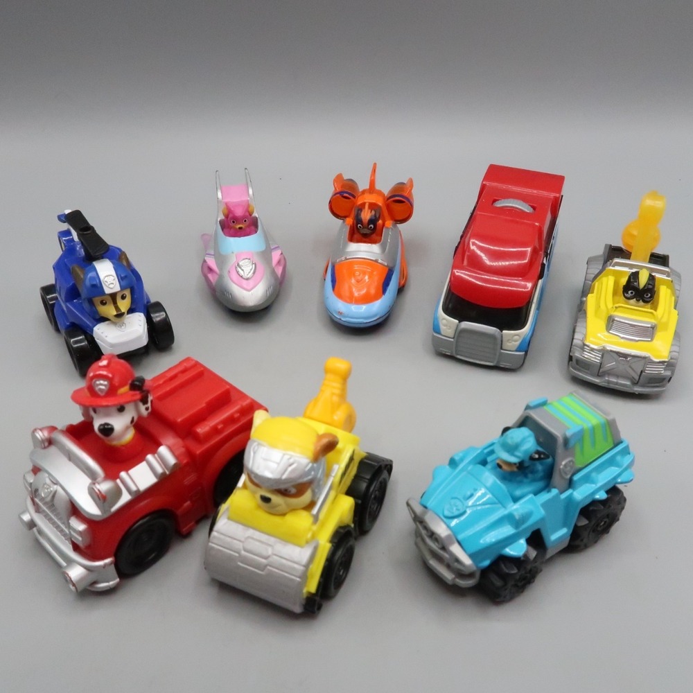 Paw Patrol Die Cast Metal Plastic Race‎ Car Figurine Toys Lot Of 8 Racer
